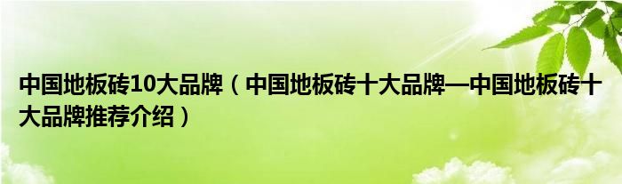 中国地168体育板砖10大品牌（中国地板砖十大品牌—十推荐介绍）